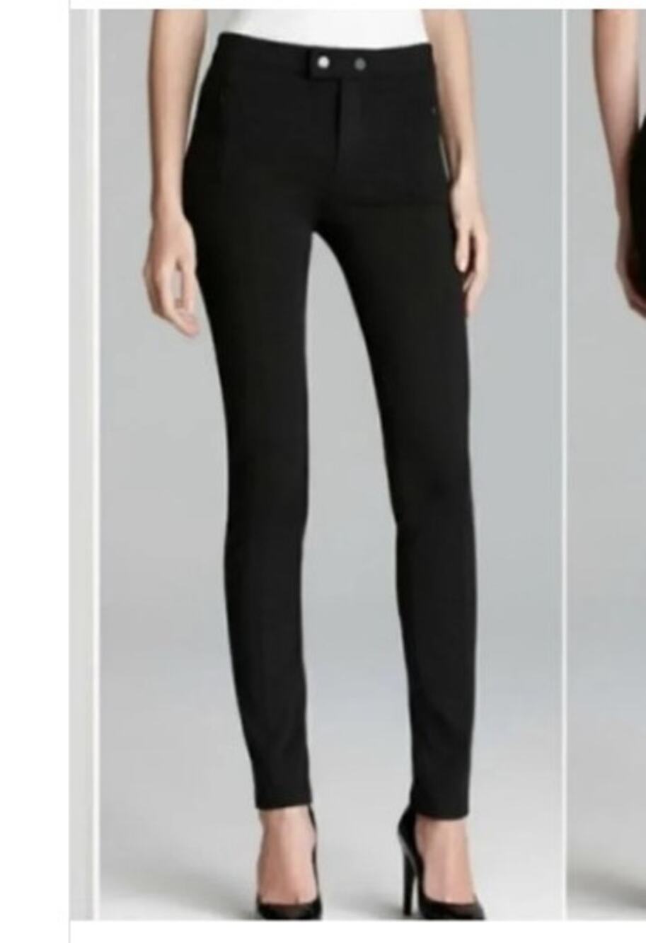 Vince Ponte Ski Pant Black Snap Closure Ponte Knit Career Workwear 8